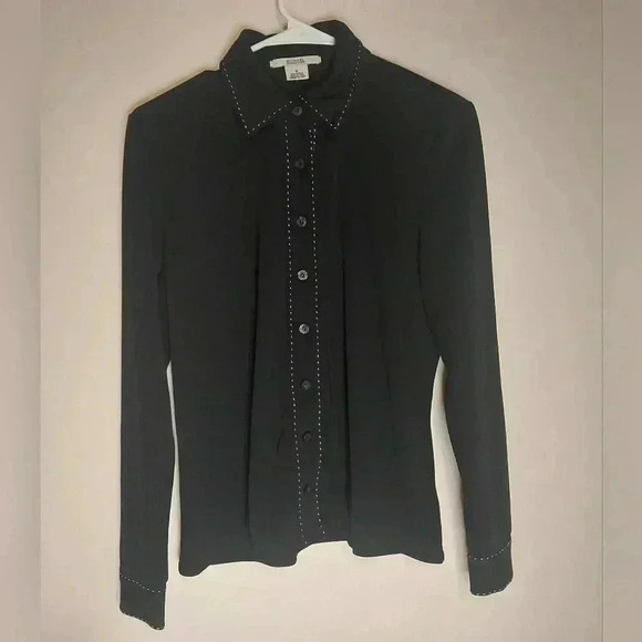 Michael Kors Black Button Down Blouse, Size M - Picture 1 of 4